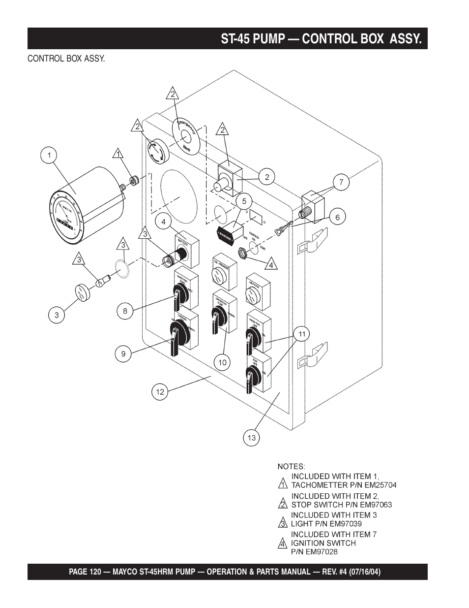 St-45 pump — control box assy | Multiquip SCRUCTURAL CONCRETE PUMP ST-45HRM User Manual | Page 120 / 132