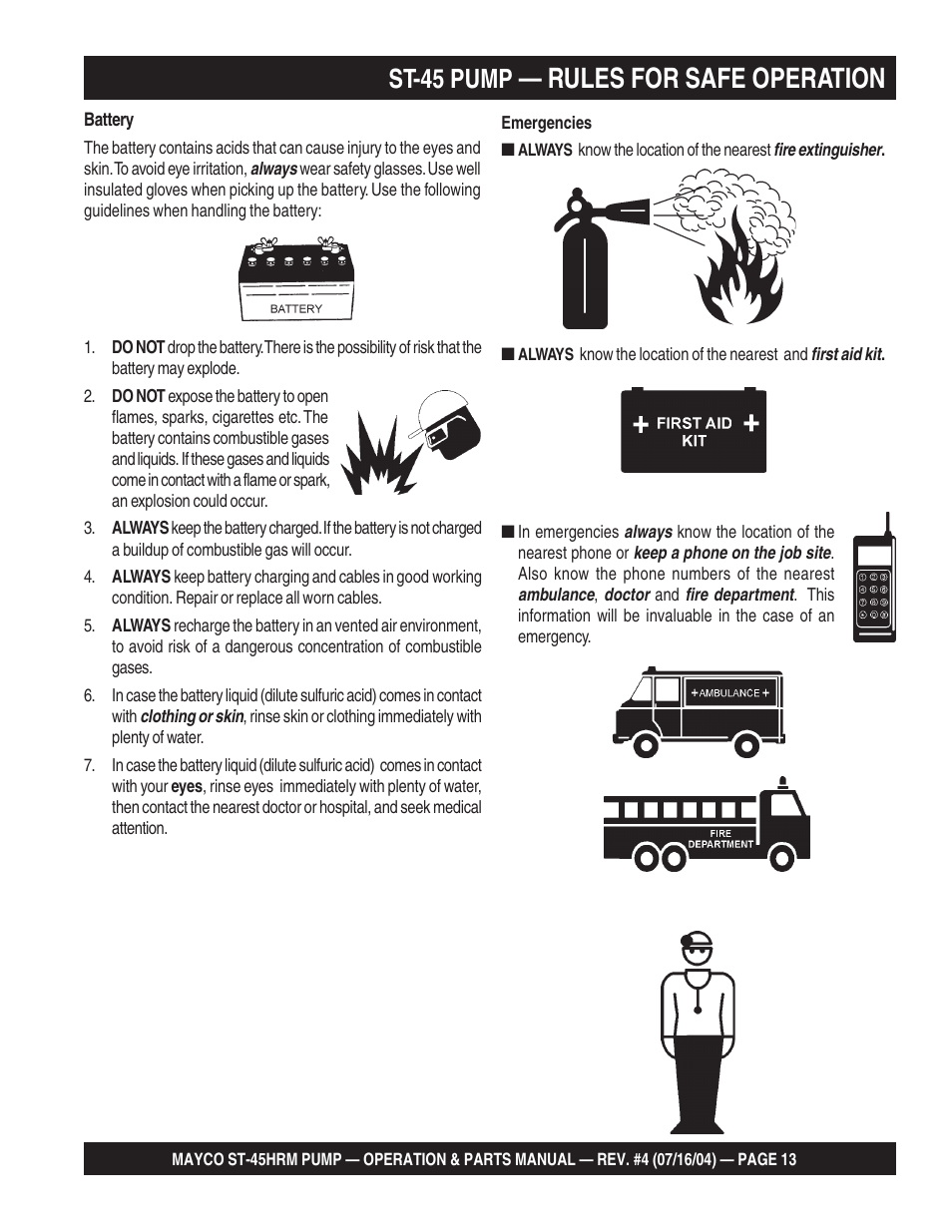 Rules for safe operation, St-45 pump | Multiquip SCRUCTURAL CONCRETE PUMP ST-45HRM User Manual | Page 13 / 132