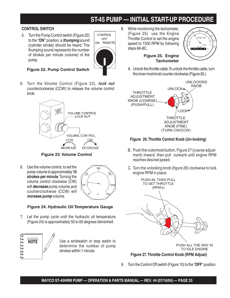 St-45 pump — initial start-up procedure | Multiquip SCRUCTURAL CONCRETE PUMP ST-45HRM User Manual | Page 33 / 132