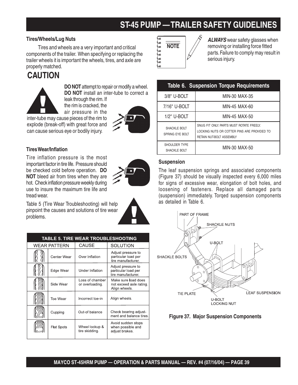 St-45 pump — trailer safety guidelines, Caution, Always | Multiquip SCRUCTURAL CONCRETE PUMP ST-45HRM User Manual | Page 39 / 132