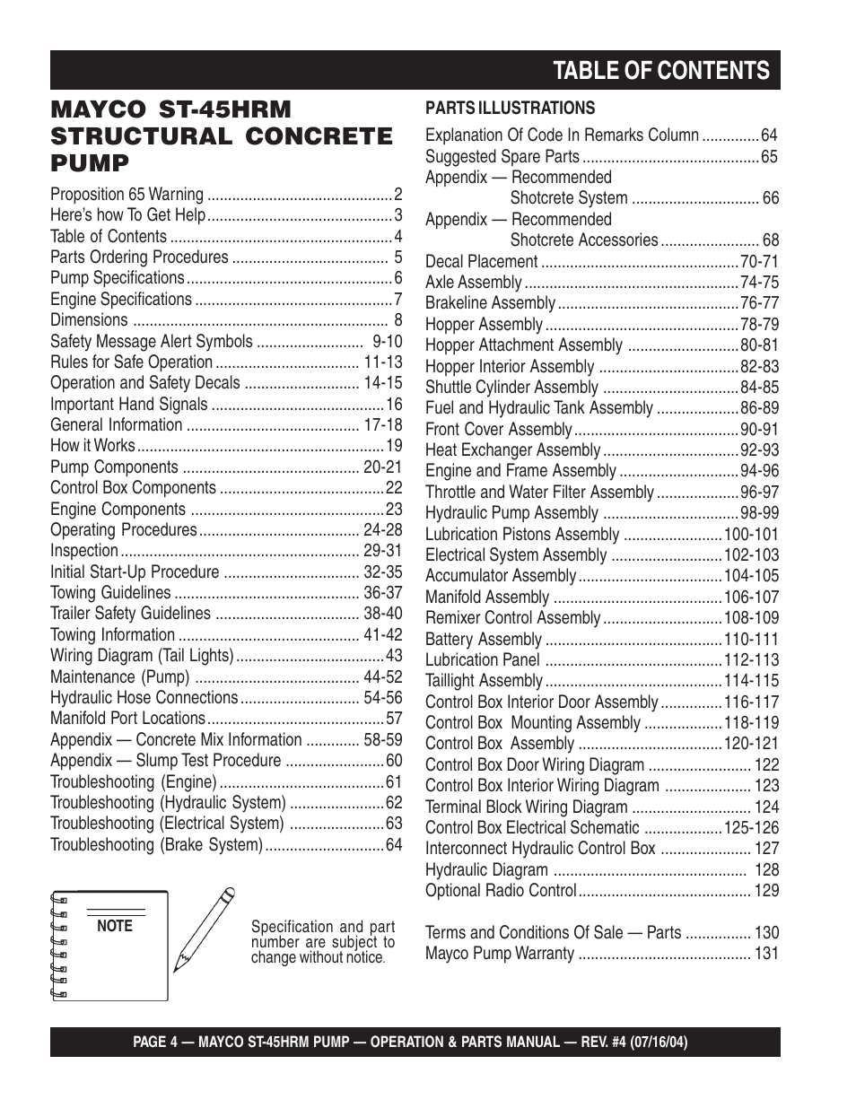 Multiquip SCRUCTURAL CONCRETE PUMP ST-45HRM User Manual | Page 4 / 132