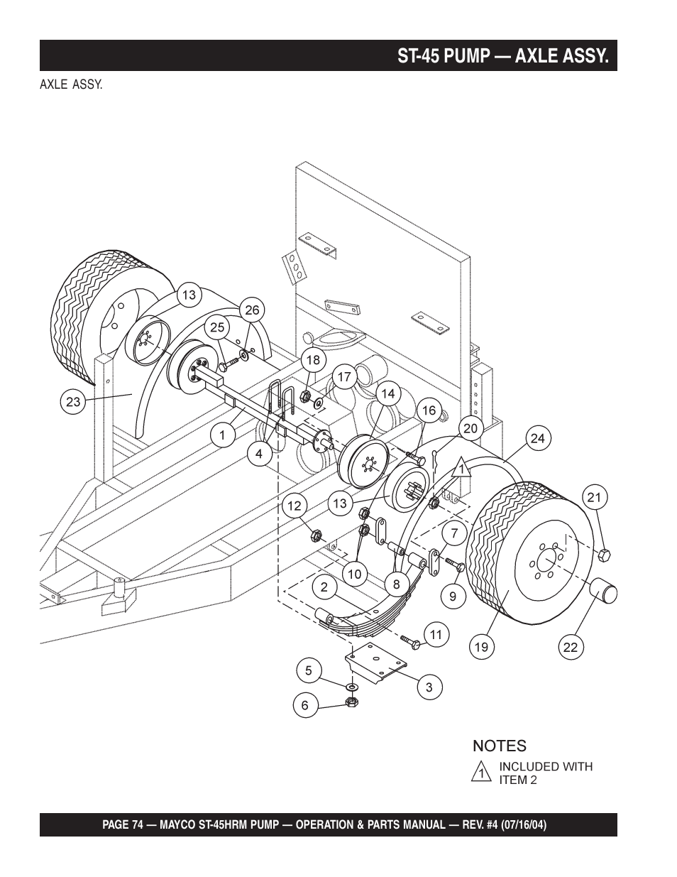 St-45 pump — axle assy | Multiquip SCRUCTURAL CONCRETE PUMP ST-45HRM User Manual | Page 74 / 132