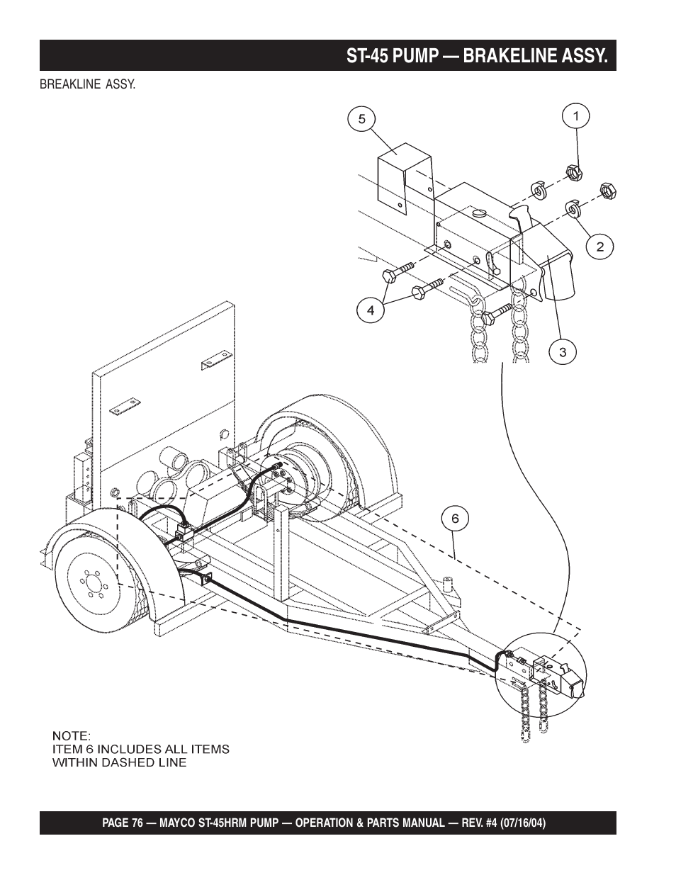 St-45 pump — brakeline assy | Multiquip SCRUCTURAL CONCRETE PUMP ST-45HRM User Manual | Page 76 / 132