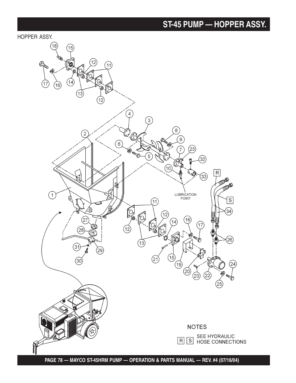 St-45 pump — hopper assy | Multiquip SCRUCTURAL CONCRETE PUMP ST-45HRM User Manual | Page 78 / 132