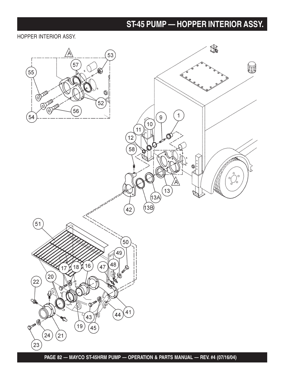 St-45 pump — hopper interior assy | Multiquip SCRUCTURAL CONCRETE PUMP ST-45HRM User Manual | Page 82 / 132