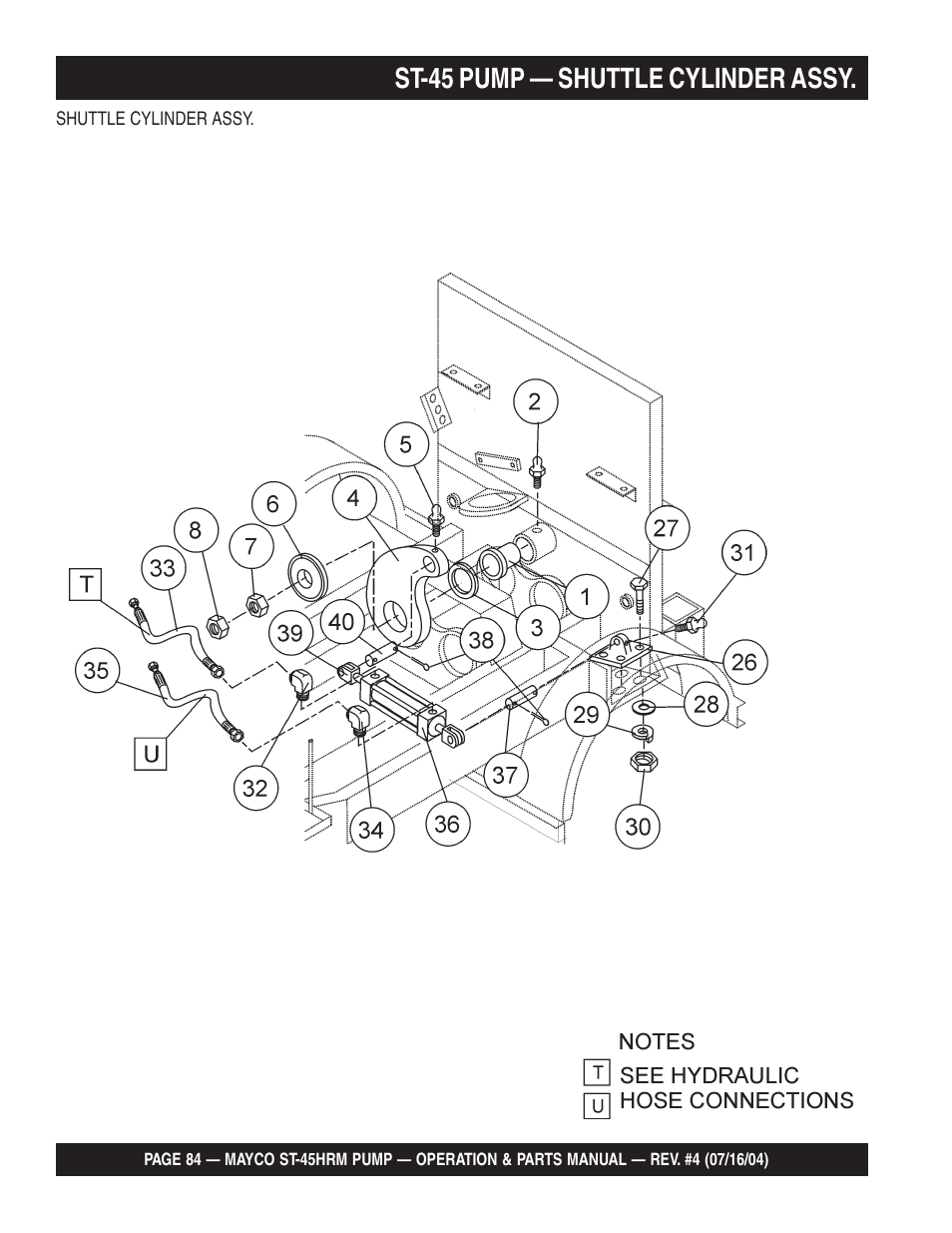 St-45 pump — shuttle cylinder assy | Multiquip SCRUCTURAL CONCRETE PUMP ST-45HRM User Manual | Page 84 / 132