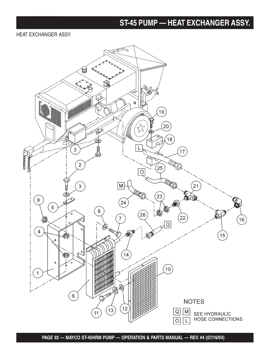 St-45 pump — heat exchanger assy | Multiquip SCRUCTURAL CONCRETE PUMP ST-45HRM User Manual | Page 92 / 132