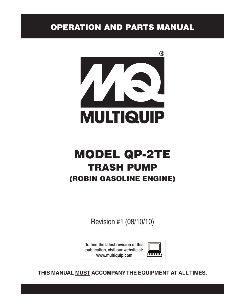 Multiquip Trash Pump Qp-2TE User Manual | 58 pages