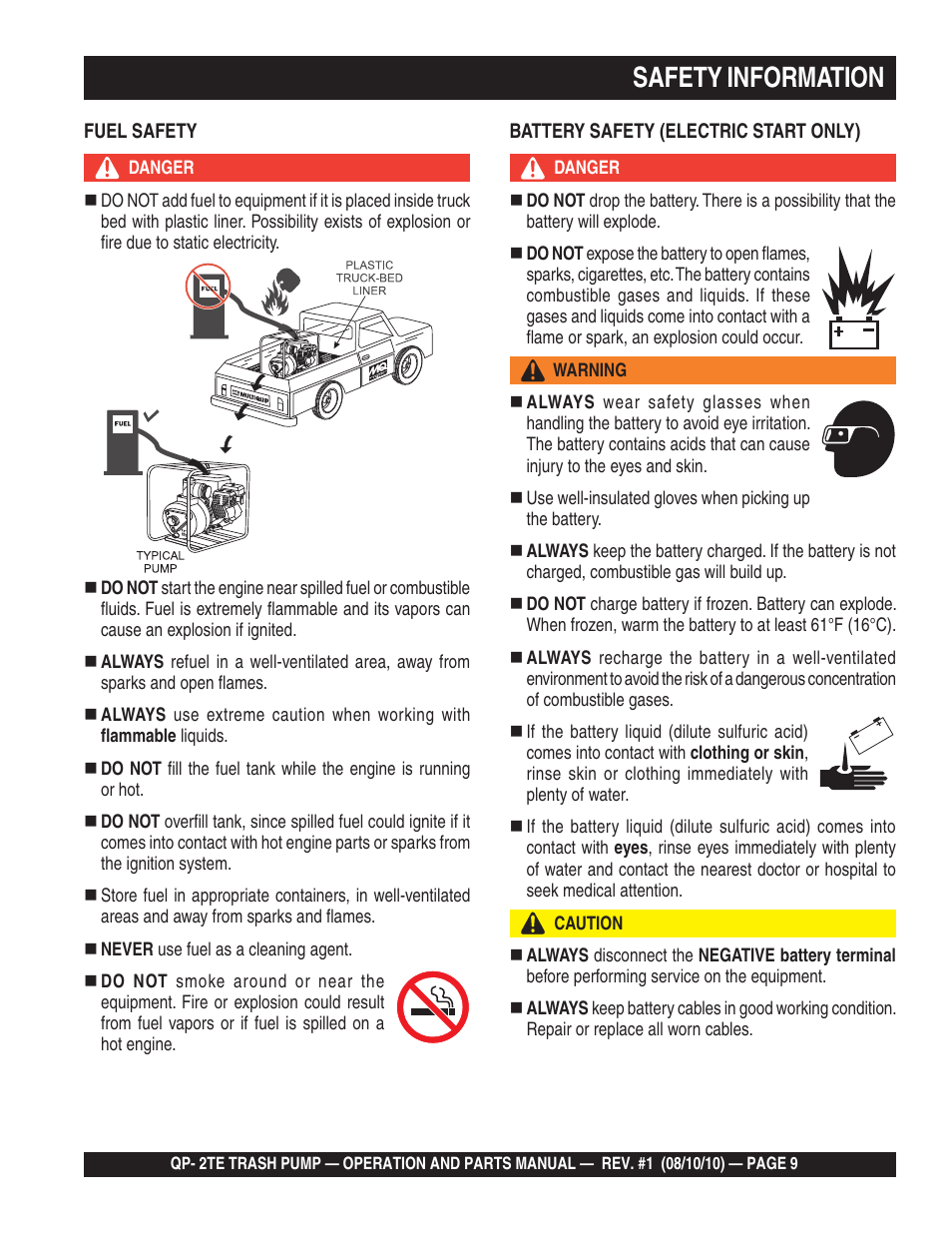 Safety information | Multiquip Trash Pump Qp-2TE User Manual | Page 9 / 58