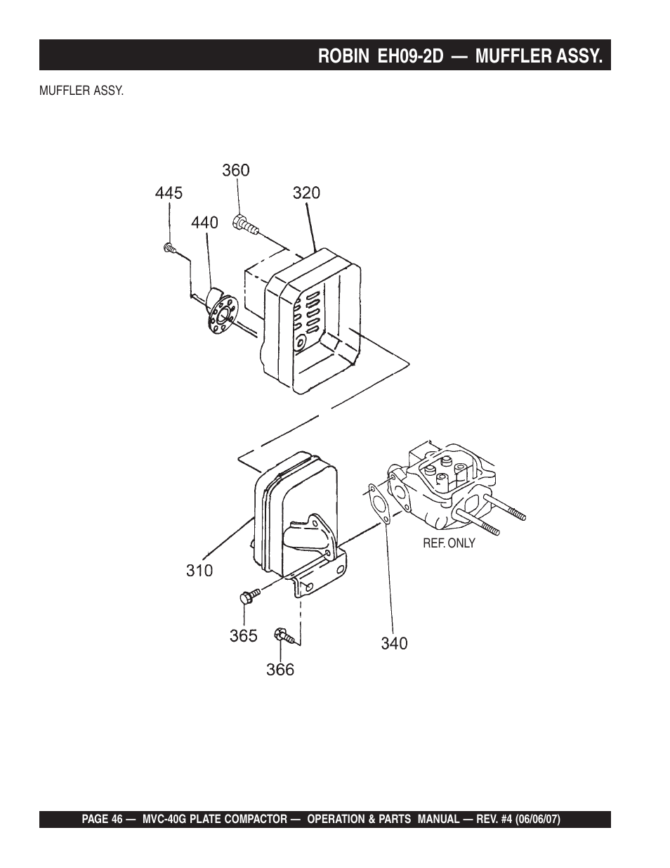 Robin eh09-2d — muffler assy | Multiquip Plate Compactor MVC-40G User Manual | Page 46 / 62