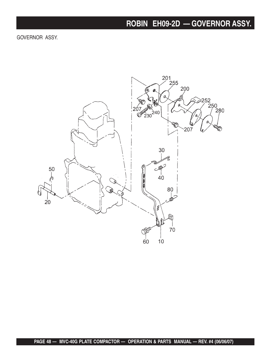 Robin eh09-2d — governor assy | Multiquip Plate Compactor MVC-40G User Manual | Page 48 / 62
