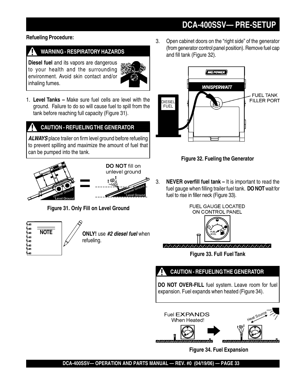 1dca-400ssv— pre-setup | Multiquip 60 Hz Generator DCA-400SSV User Manual | Page 33 / 98