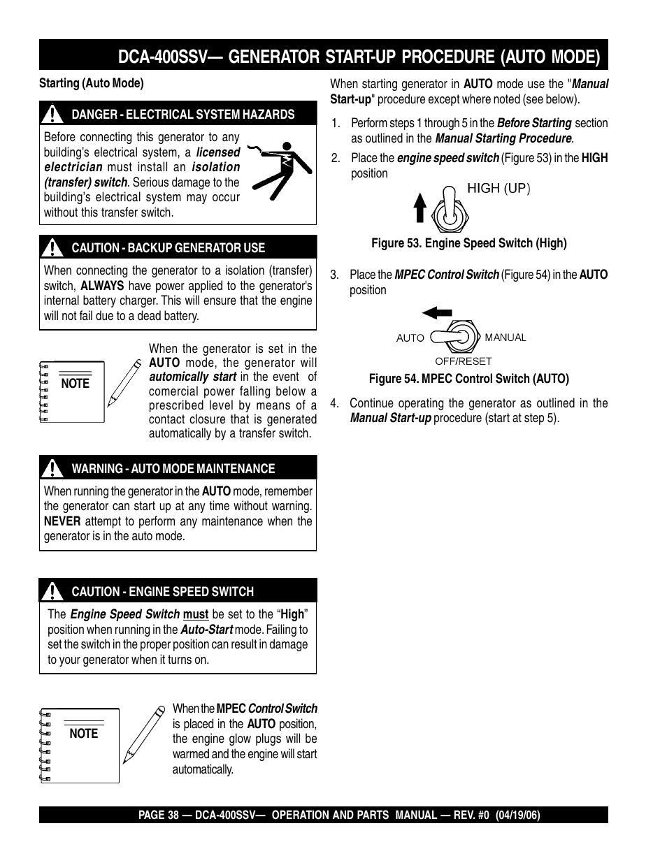 Multiquip 60 Hz Generator DCA-400SSV User Manual | Page 38 / 98