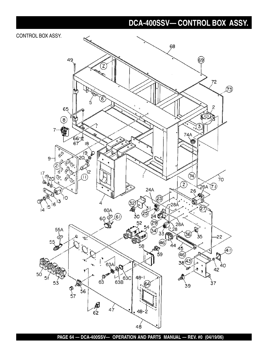 Dca-400ssv— control box assy | Multiquip 60 Hz Generator DCA-400SSV User Manual | Page 64 / 98