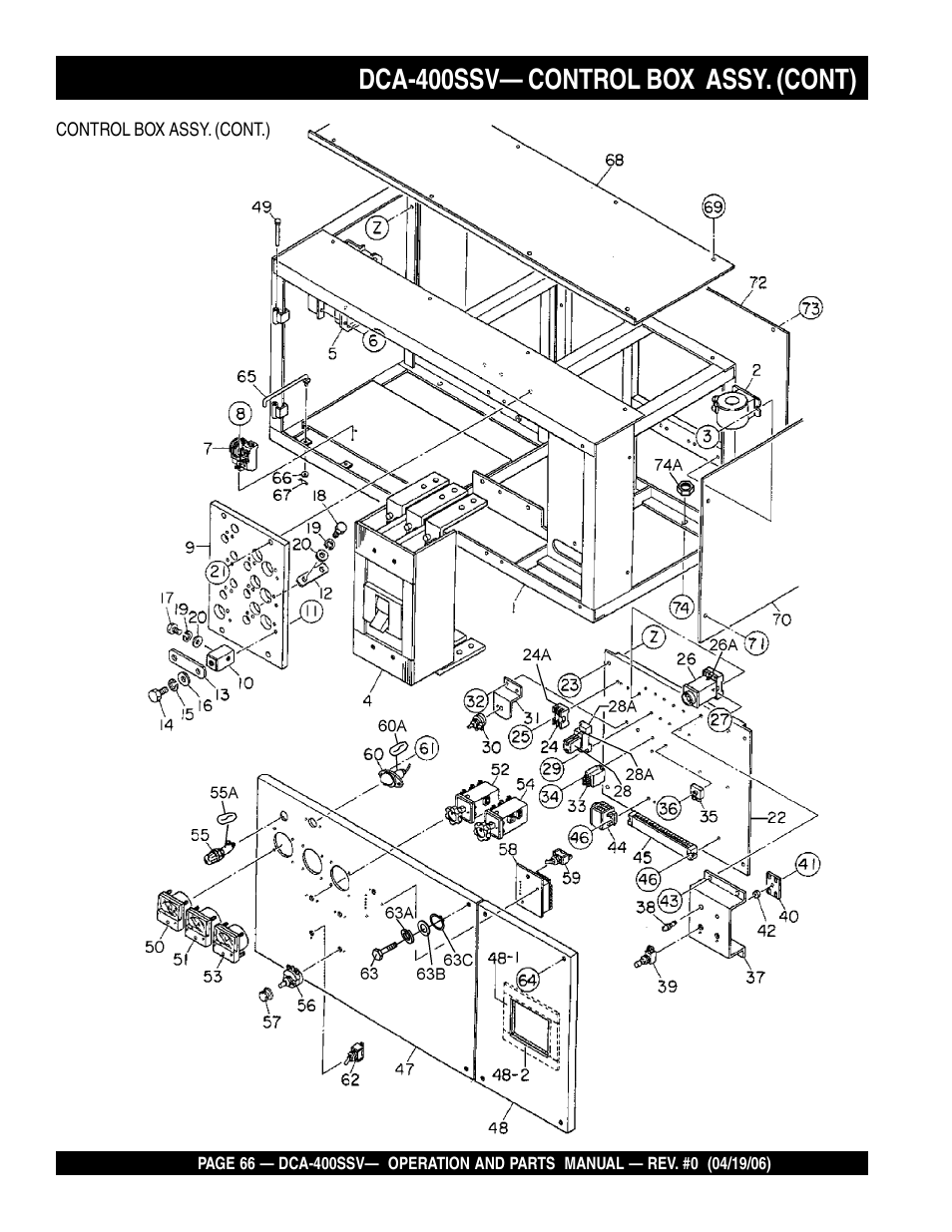 Dca-400ssv— control box assy. (cont) | Multiquip 60 Hz Generator DCA-400SSV User Manual | Page 66 / 98