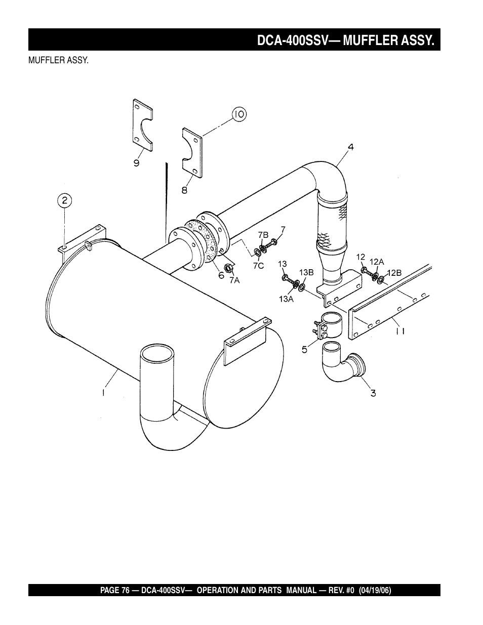Dca-400ssv— muffler assy | Multiquip 60 Hz Generator DCA-400SSV User Manual | Page 76 / 98