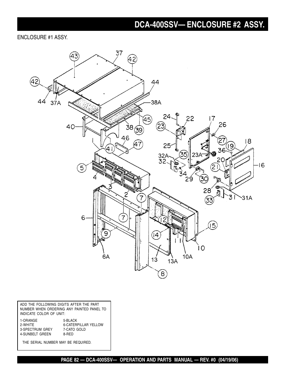 Dca-400ssv— enclosure #2 assy, Enclosure #1 assy | Multiquip 60 Hz Generator DCA-400SSV User Manual | Page 82 / 98