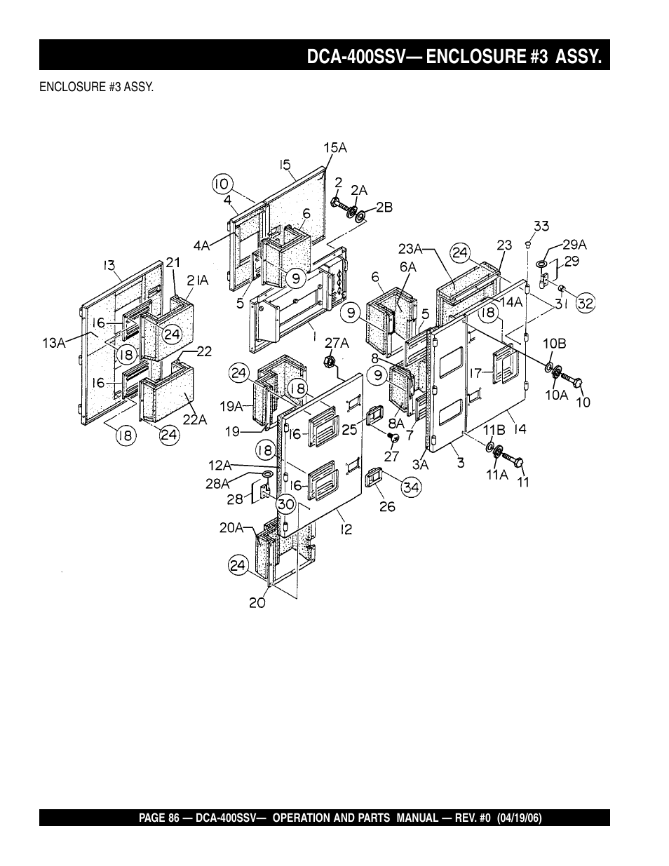 Dca-400ssv— enclosure #3 assy | Multiquip 60 Hz Generator DCA-400SSV User Manual | Page 86 / 98