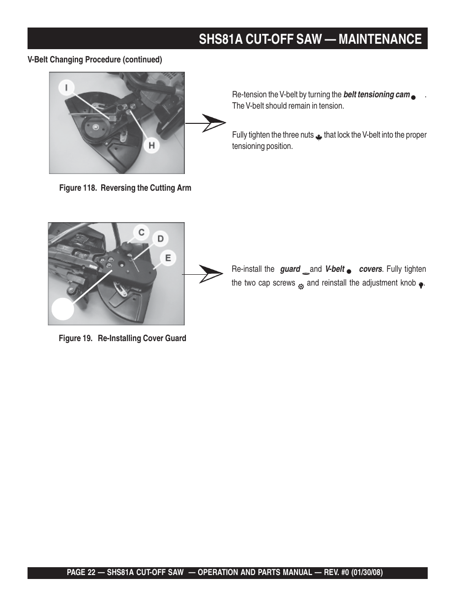 Shs81a cut-off saw — maintenance | Multiquip Stow SideWinder Cut-Off Saw SHS81A User Manual | Page 22 / 68