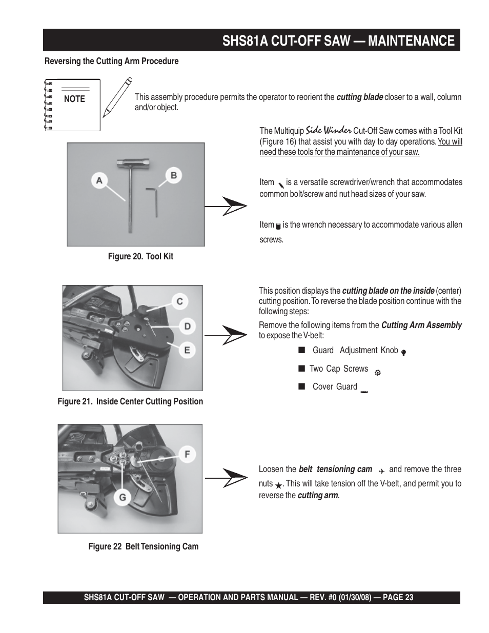Shs81a cut-off saw — maintenance | Multiquip Stow SideWinder Cut-Off Saw SHS81A User Manual | Page 23 / 68