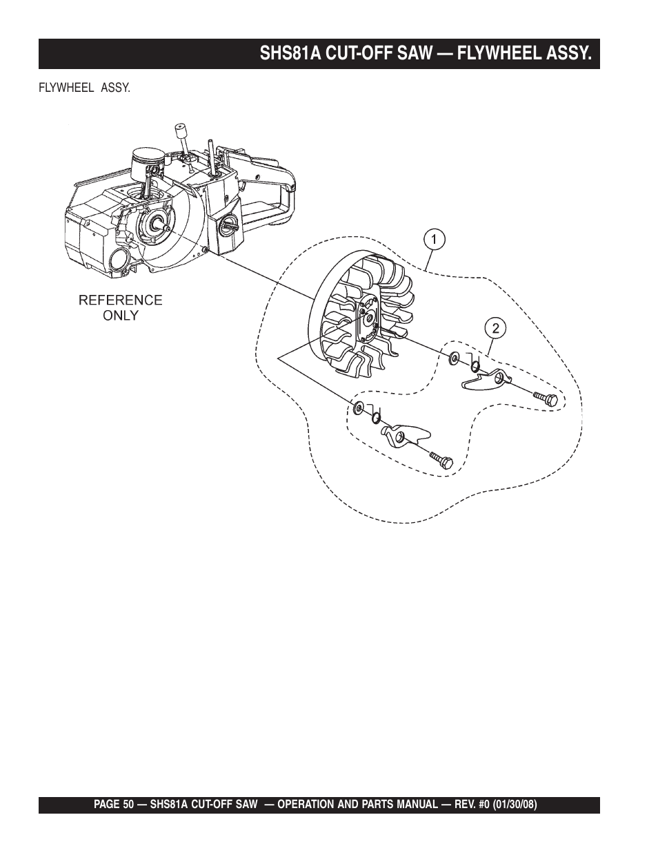 Shs81a cut-off saw — flywheel assy | Multiquip Stow SideWinder Cut-Off Saw SHS81A User Manual | Page 50 / 68