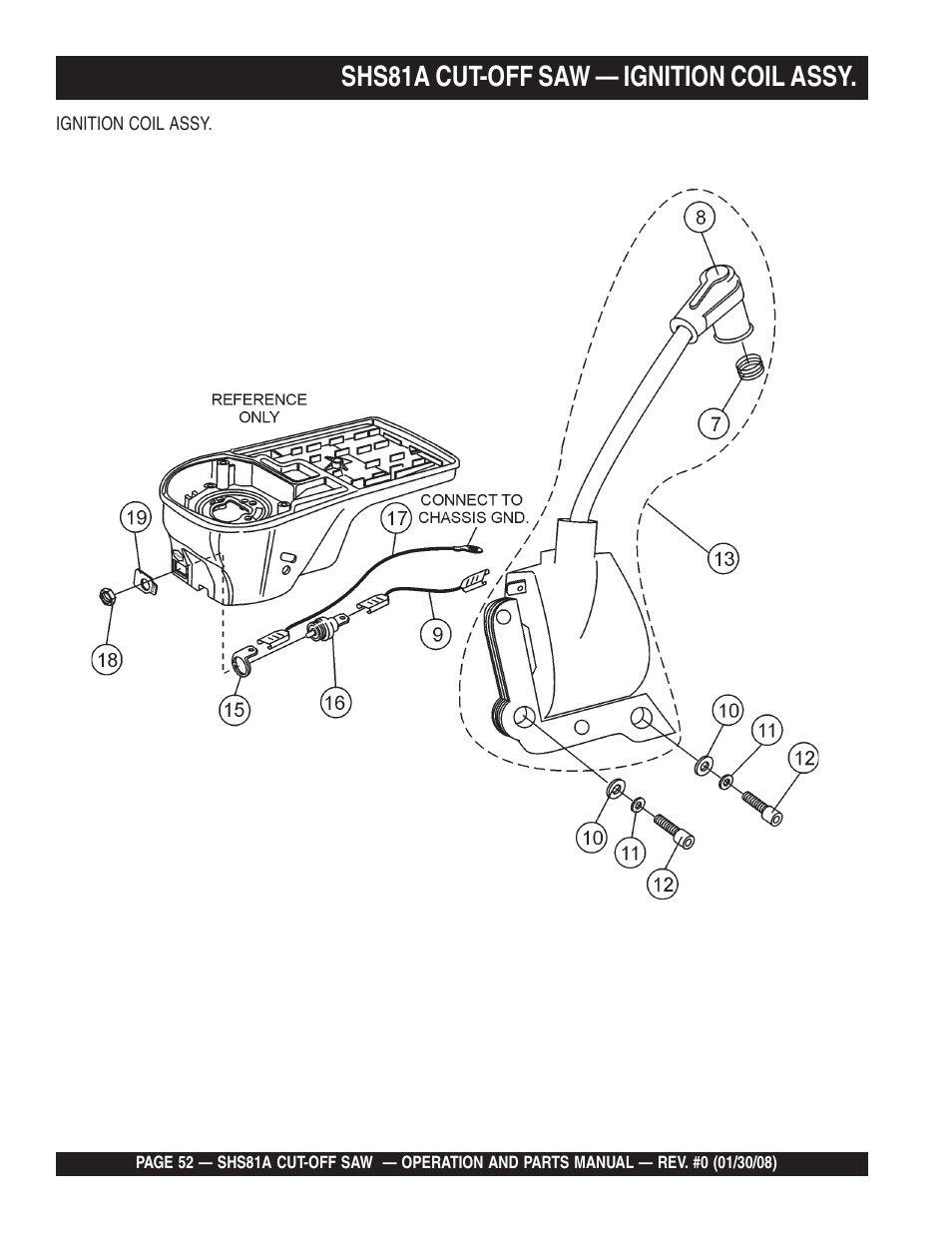 Shs81a cut-off saw — ignition coil assy | Multiquip Stow SideWinder Cut-Off Saw SHS81A User Manual | Page 52 / 68