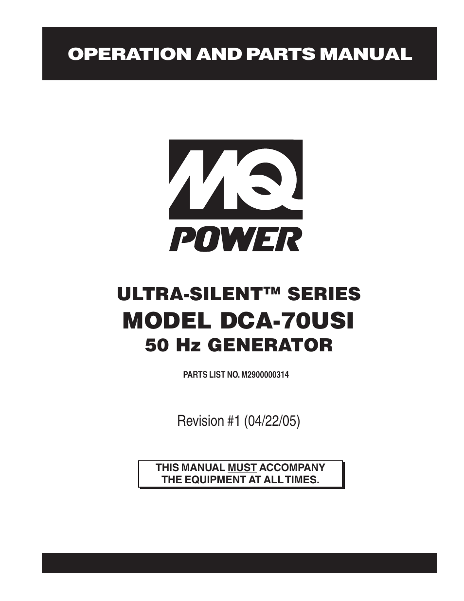 Multiquip MQ Power Ultra-Silent 50 Hz Generator DCA-70USI User Manual | 82 pages