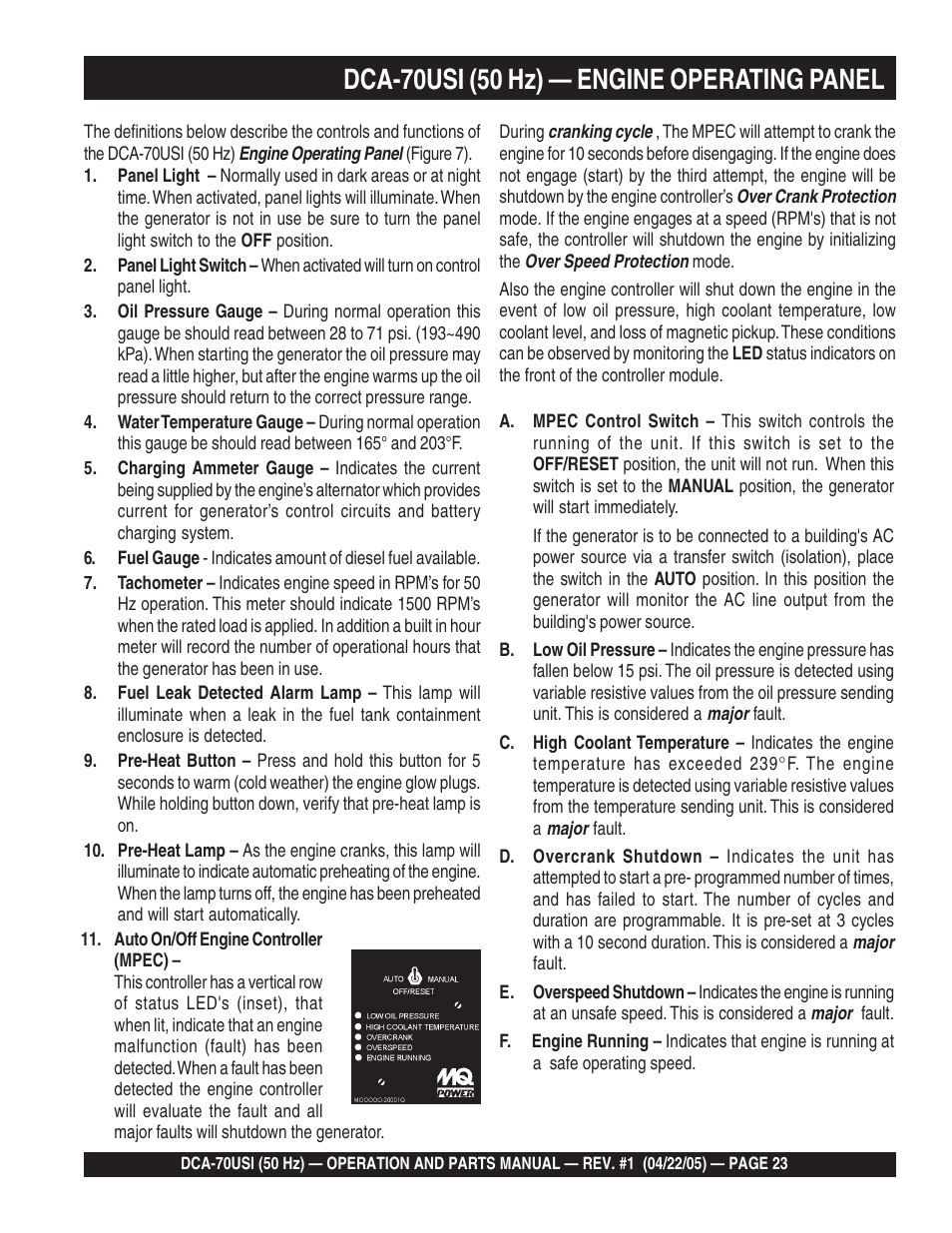 Multiquip MQ Power Ultra-Silent 50 Hz Generator DCA-70USI User Manual | Page 23 / 82