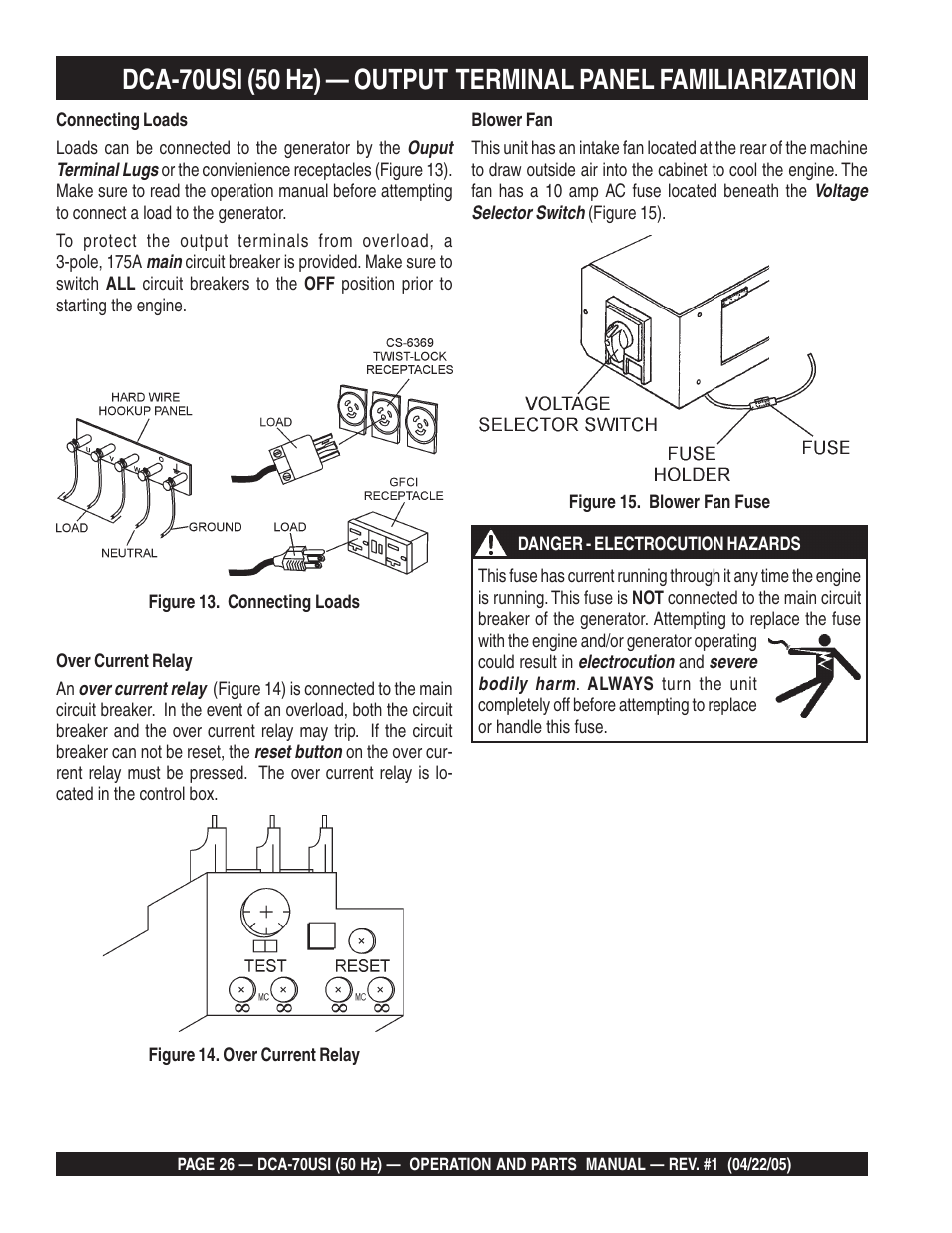 Multiquip MQ Power Ultra-Silent 50 Hz Generator DCA-70USI User Manual | Page 26 / 82