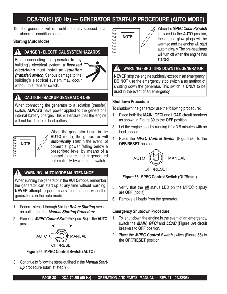 Multiquip MQ Power Ultra-Silent 50 Hz Generator DCA-70USI User Manual | Page 38 / 82