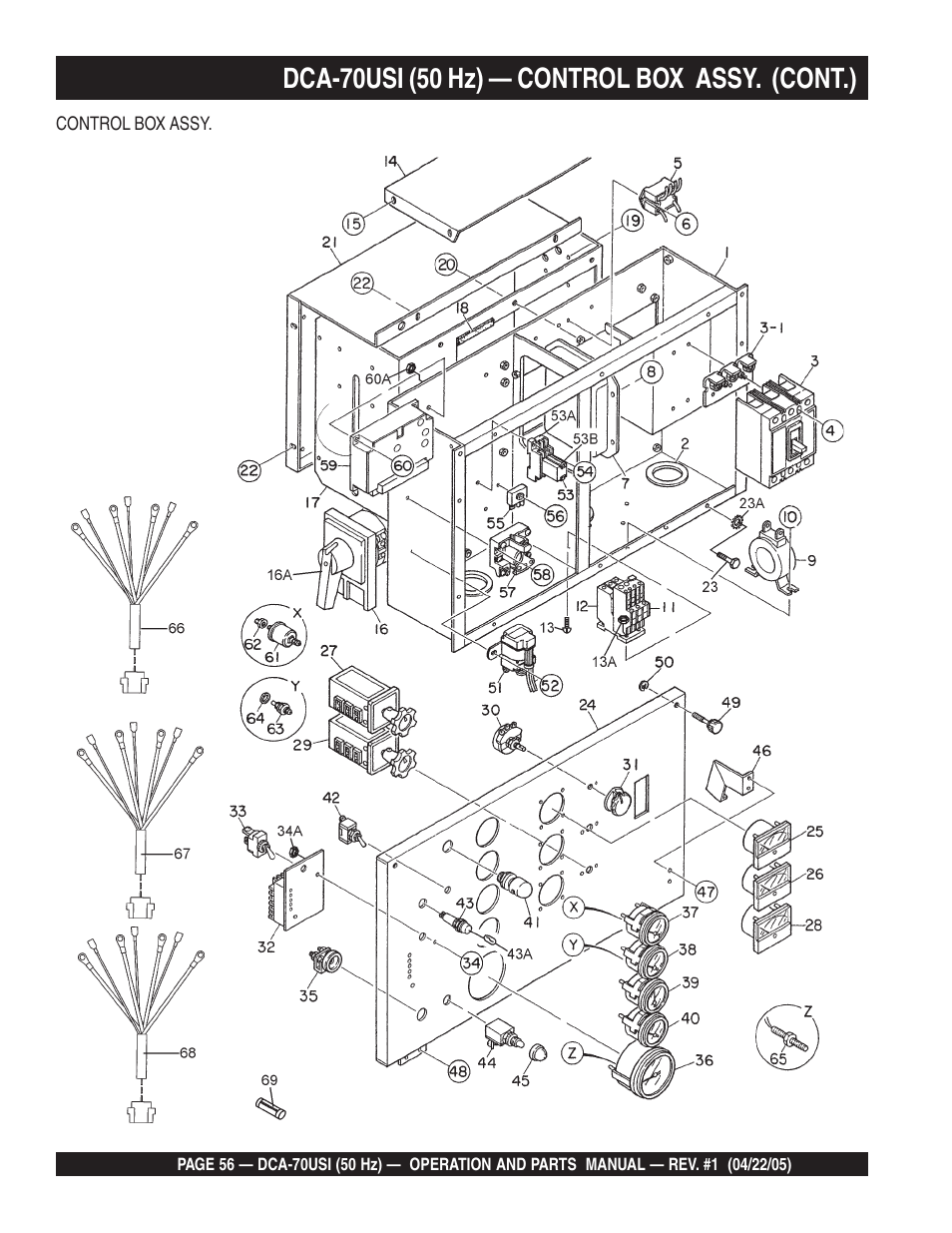Dca-70usi (50 hz) — control box assy. (cont.) | Multiquip MQ Power Ultra-Silent 50 Hz Generator DCA-70USI User Manual | Page 56 / 82