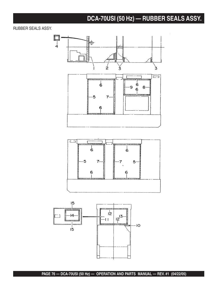 Dca-70usi (50 hz) — rubber seals assy | Multiquip MQ Power Ultra-Silent 50 Hz Generator DCA-70USI User Manual | Page 76 / 82