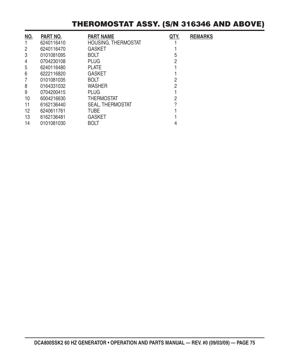 Multiquip MQ POWER WHISPERWATT SERIES  60HZ GENERATOR (STD.) (KOMATSU SAA6D170E-3 DIESEL ENGINE) DCA800SSK2 User Manual | Page 75 / 114