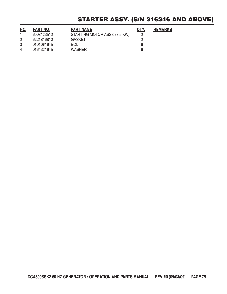 Multiquip MQ POWER WHISPERWATT SERIES  60HZ GENERATOR (STD.) (KOMATSU SAA6D170E-3 DIESEL ENGINE) DCA800SSK2 User Manual | Page 79 / 114