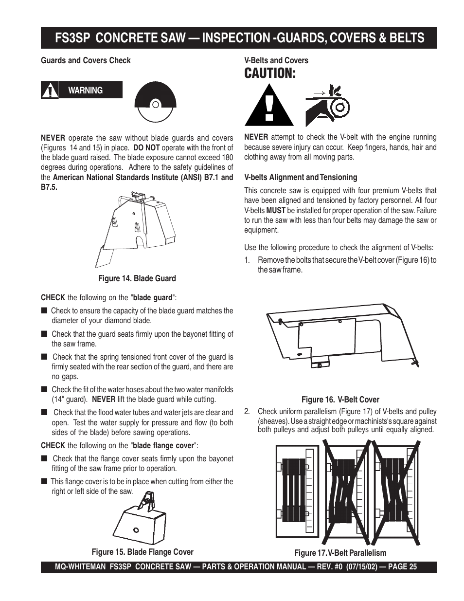 Caution | Multiquip Whiteman Concrete Saw FS3SP User Manual | Page 25 / 78
