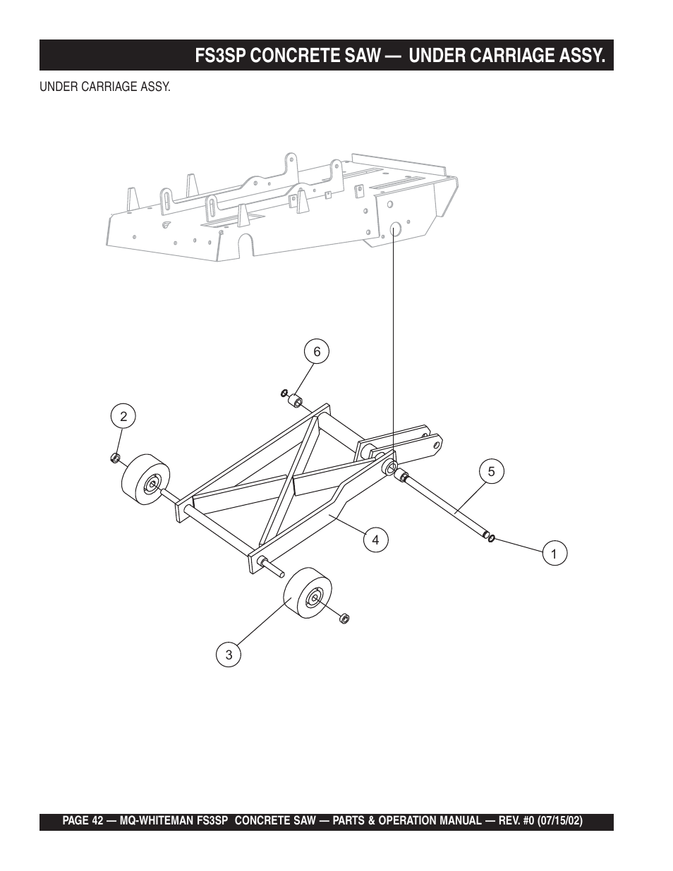 Fs3sp concrete saw — under carriage assy | Multiquip Whiteman Concrete Saw FS3SP User Manual | Page 42 / 78