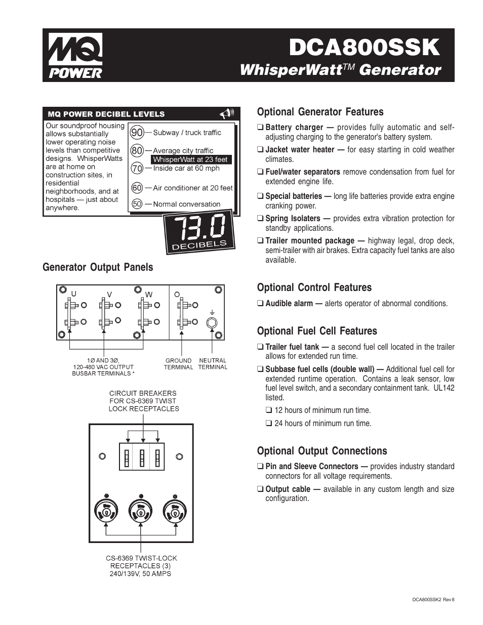 Dca800ssk, Whisperwatt, Generator | Multiquip MQ Power WhisperWatt 800 Generator DCA800SSK User Manual | Page 3 / 4