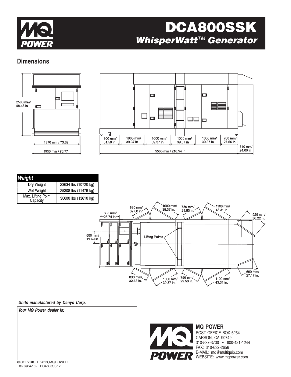 Dca800ssk, Whisperwatt, Generator | Multiquip MQ Power WhisperWatt 800 Generator DCA800SSK User Manual | Page 4 / 4
