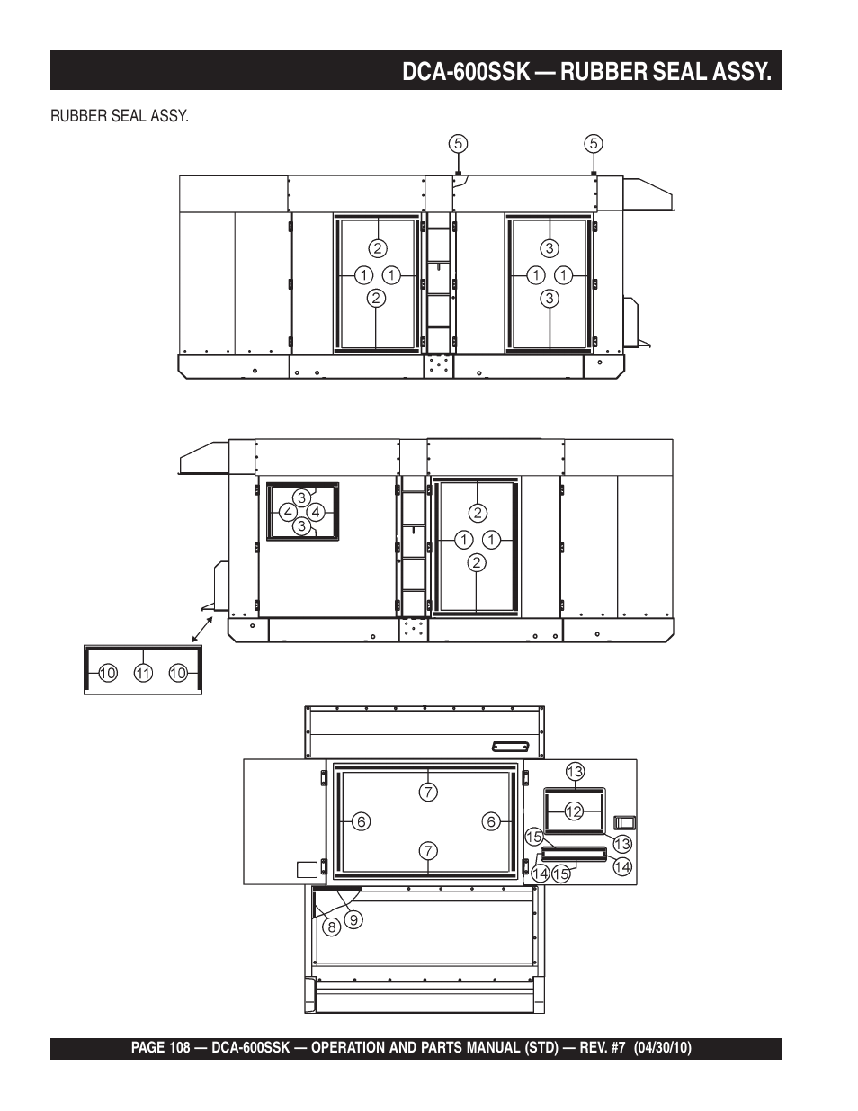 Dca-600ssk — rubber seal assy | Multiquip DCA-600SSK User Manual | Page 108 / 116