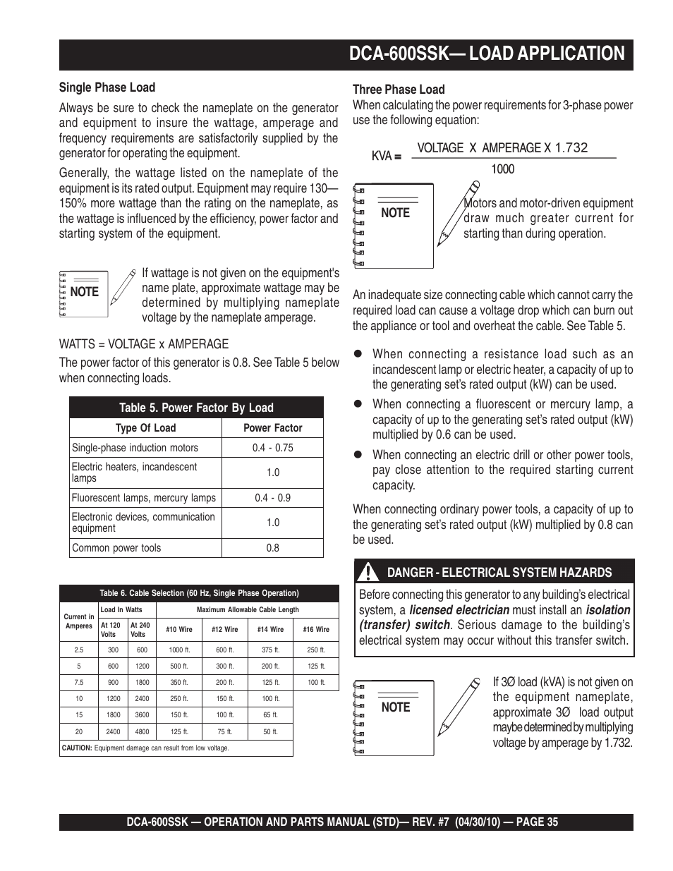 Dca-600ssk— load application | Multiquip DCA-600SSK User Manual | Page 35 / 116