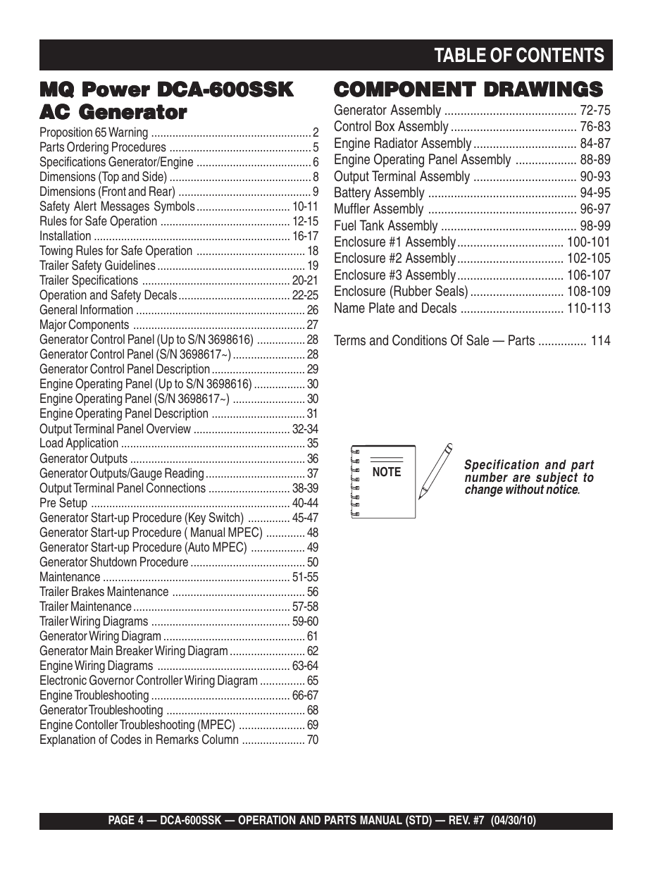 Multiquip DCA-600SSK User Manual | Page 4 / 116