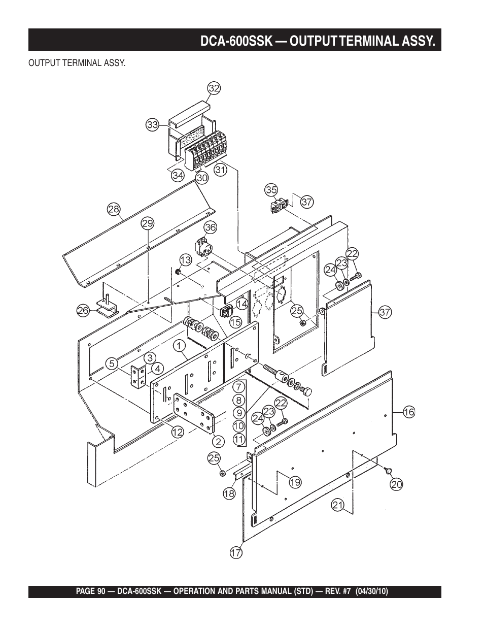 Dca-600ssk — output terminal assy | Multiquip DCA-600SSK User Manual | Page 90 / 116