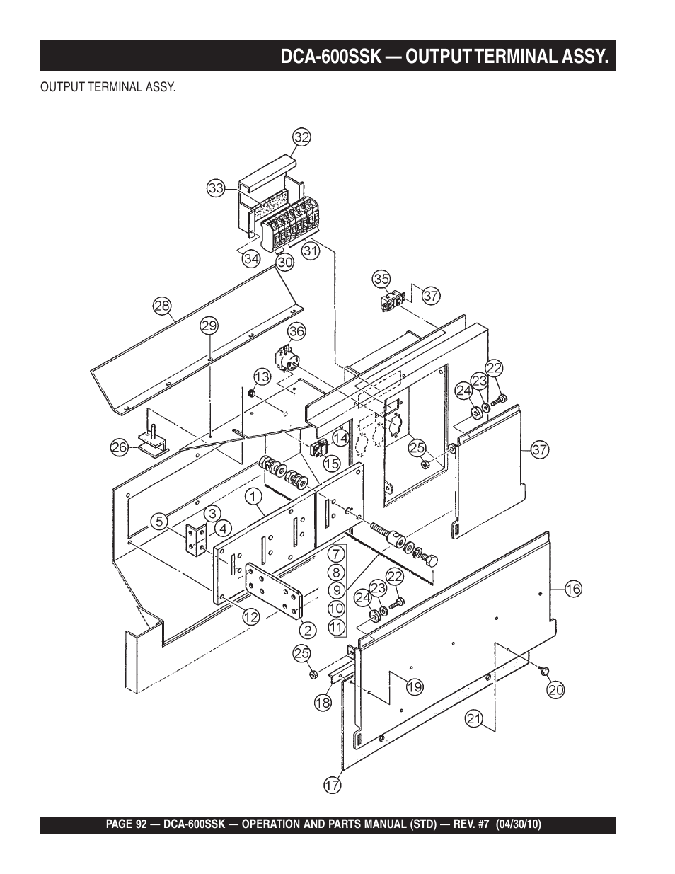 Dca-600ssk — output terminal assy | Multiquip DCA-600SSK User Manual | Page 92 / 116