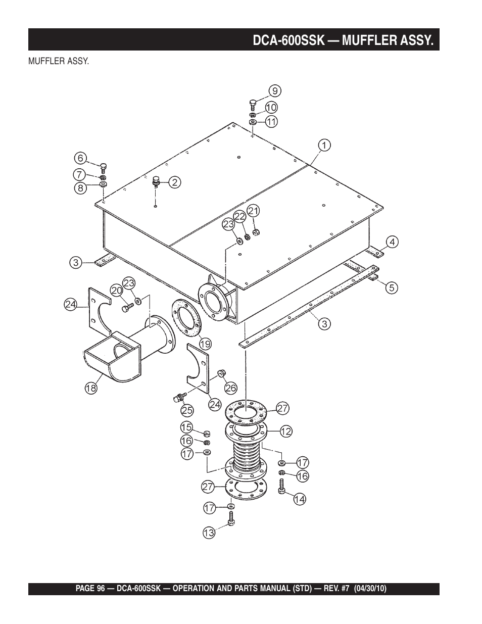 Dca-600ssk — muffler assy | Multiquip DCA-600SSK User Manual | Page 96 / 116