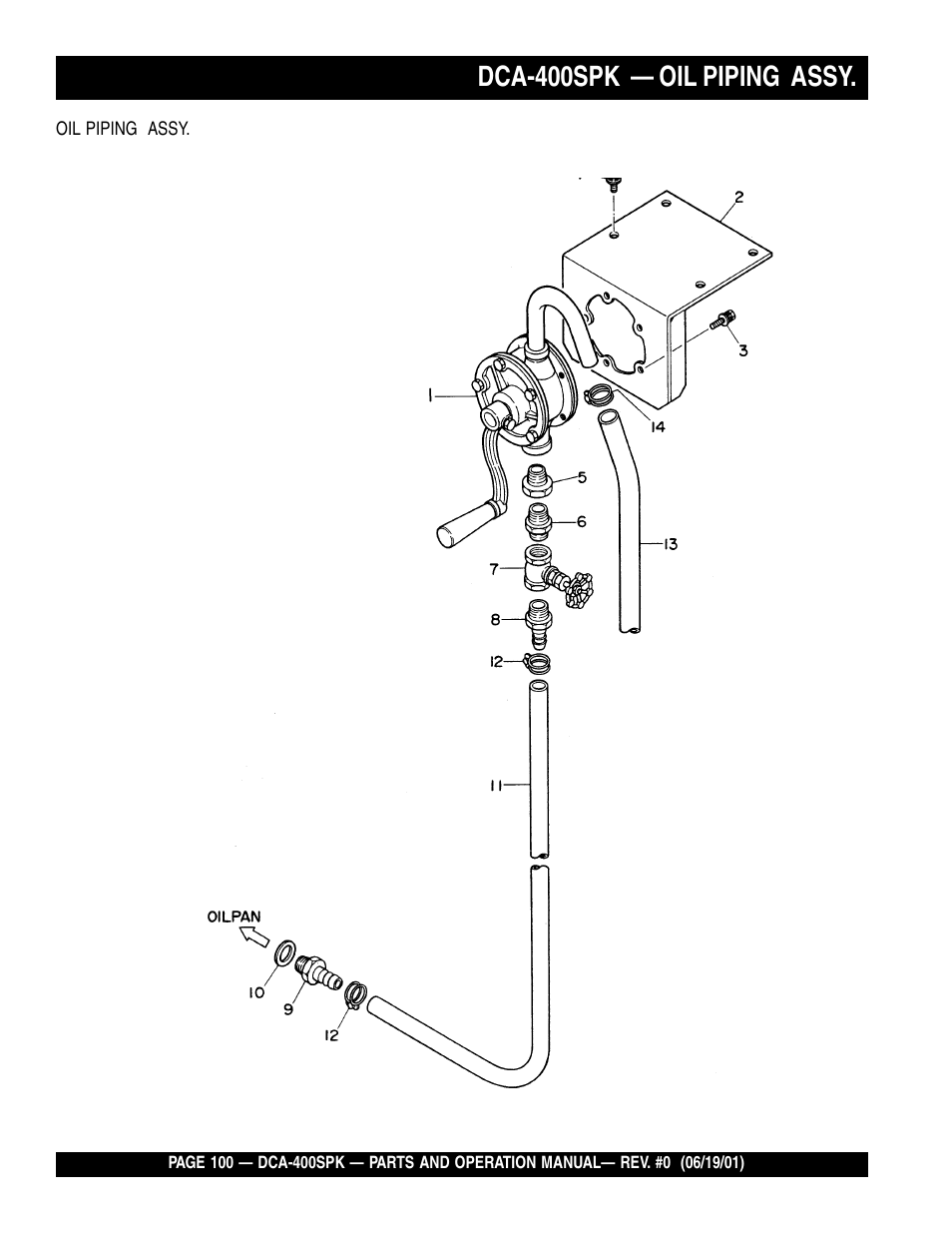 Dca-400spk — oil piping assy | Multiquip MQ Power Whisperwatt Generator DCA-400SPK User Manual | Page 100 / 108
