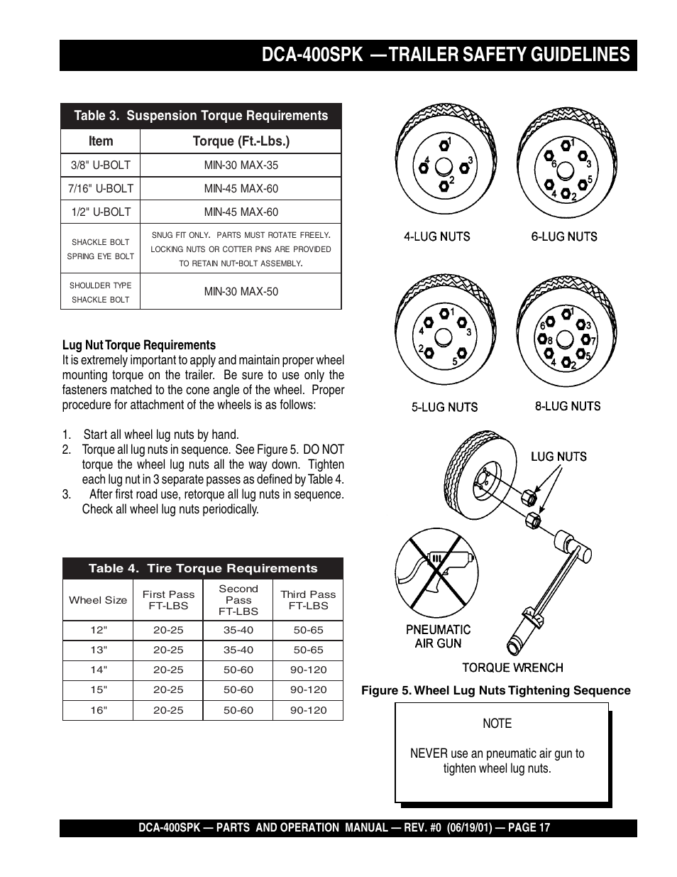 Dca-400spk — trailer safety guidelines | Multiquip MQ Power Whisperwatt Generator DCA-400SPK User Manual | Page 17 / 108
