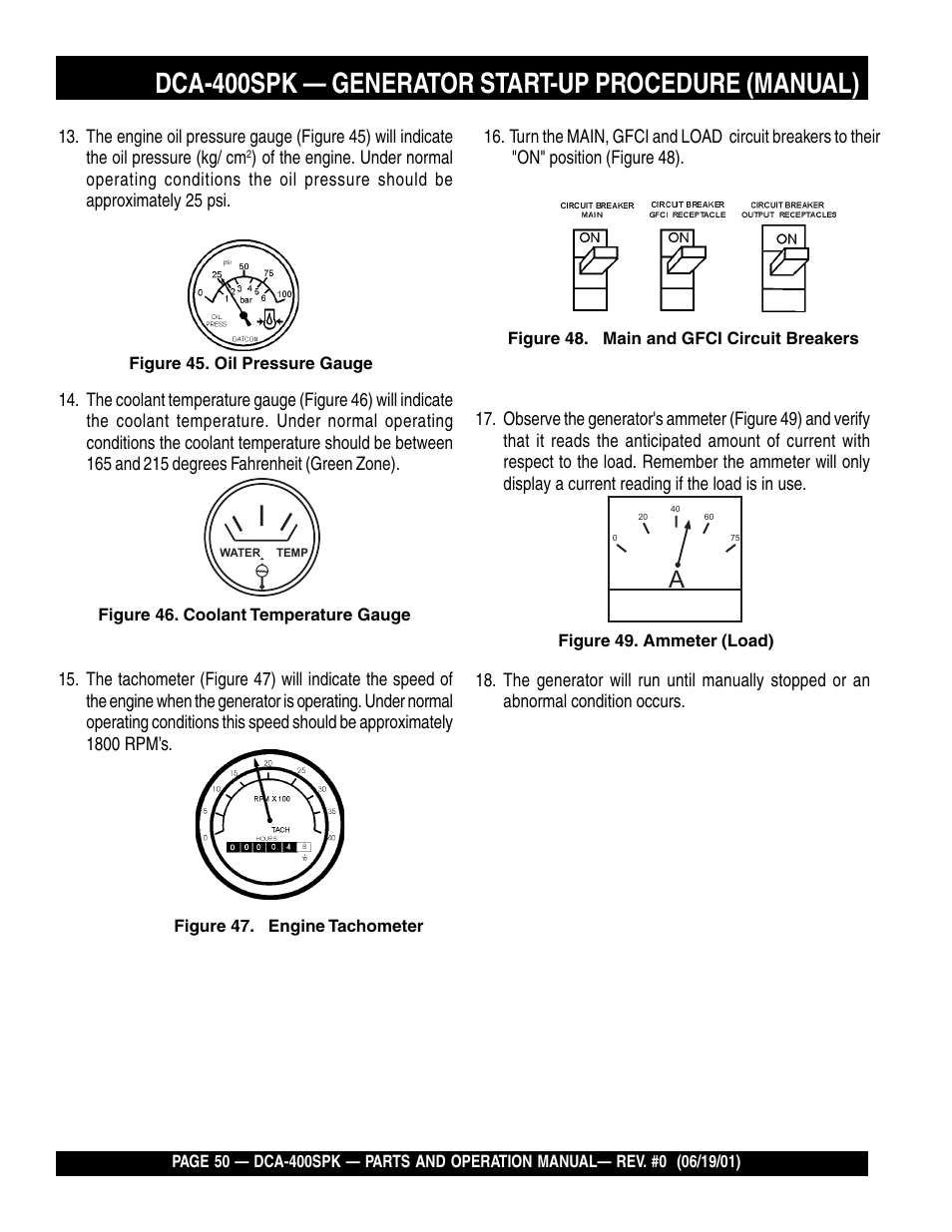 Dca-400spk — generator start-up procedure (manual) | Multiquip MQ Power Whisperwatt Generator DCA-400SPK User Manual | Page 50 / 108
