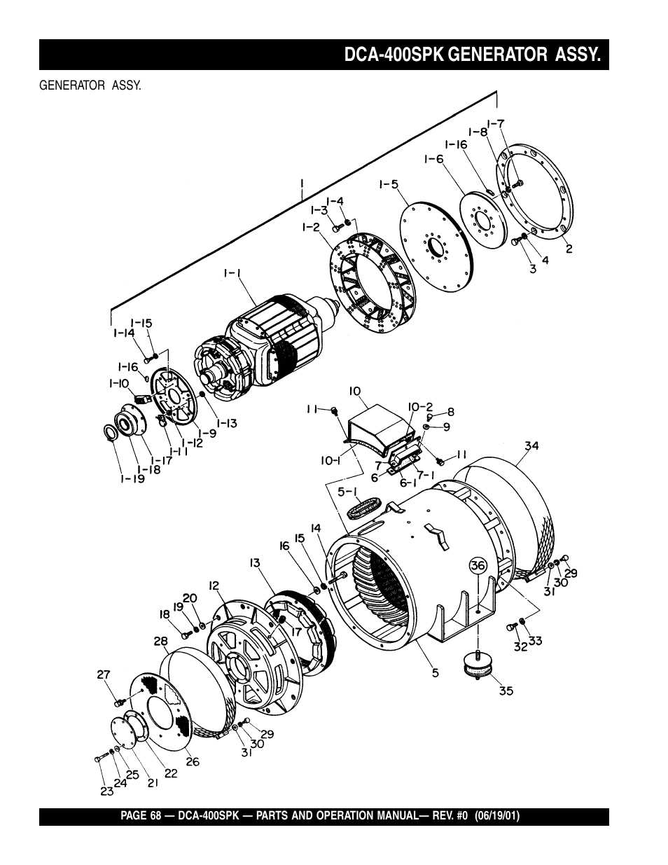 Dca-400spk generator assy | Multiquip MQ Power Whisperwatt Generator DCA-400SPK User Manual | Page 68 / 108