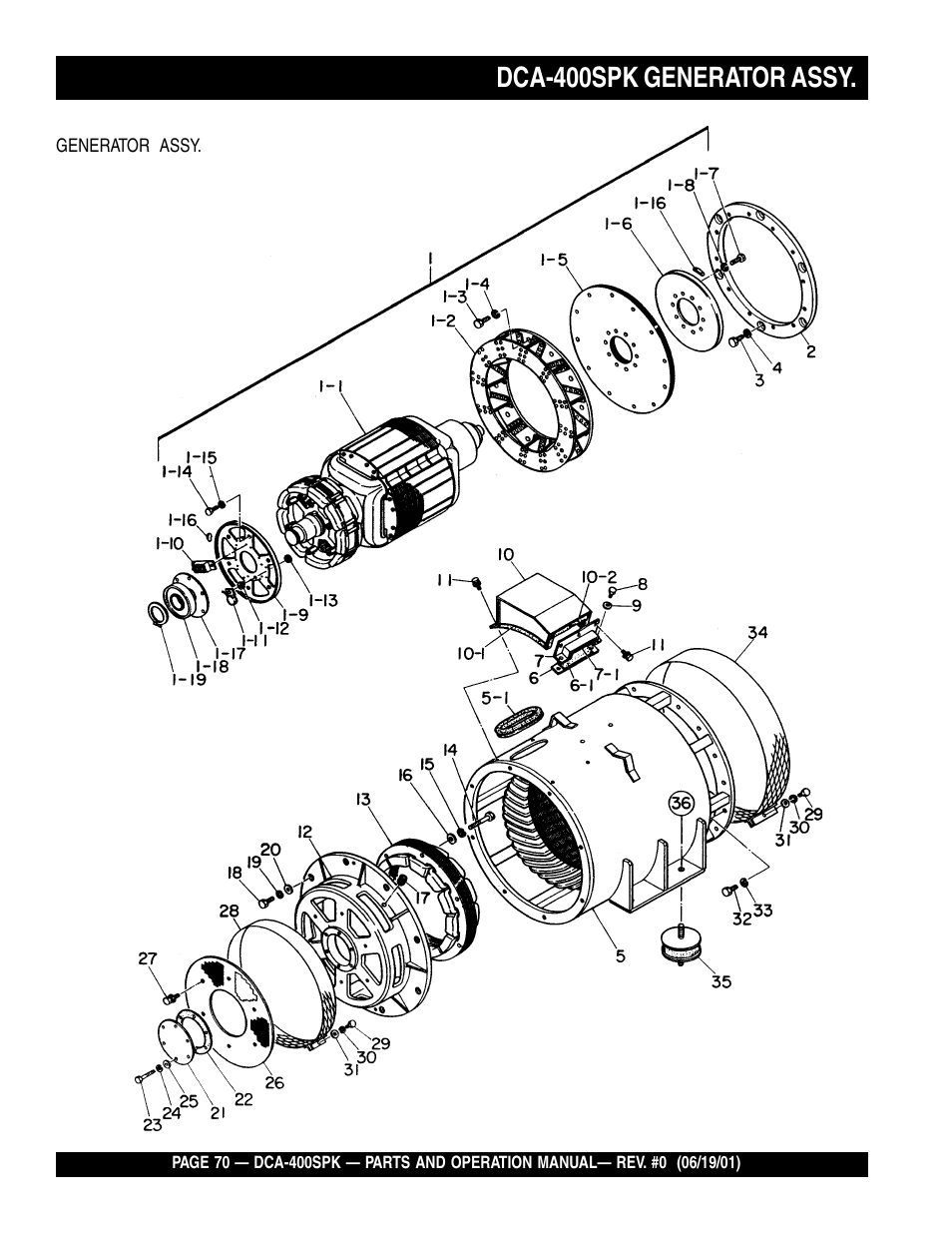 Dca-400spk generator assy | Multiquip MQ Power Whisperwatt Generator DCA-400SPK User Manual | Page 70 / 108