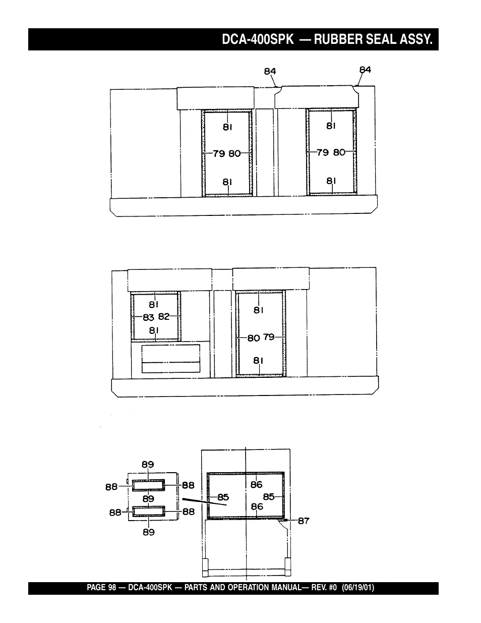 Dca-400spk — rubber seal assy | Multiquip MQ Power Whisperwatt Generator DCA-400SPK User Manual | Page 98 / 108